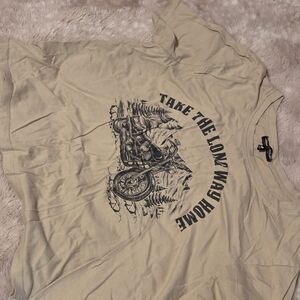 Women's Beige Graphic Tee - Take the Long Way Home